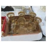 SET OF 7 ARTE IPALICA VETRO GOLD WINE GLASSES