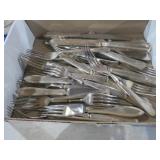 BOX OF SILVER PLATED FLATWARE