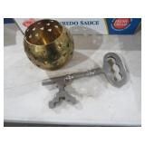 BRASS CANDLE HOLDER & HEAVY METAL KEY