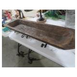 LONG WOOD DOUGH BOWL WITH WOOD STAND