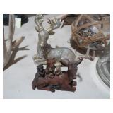2 DEER FIGURINES 1 WITH BROKEN ANTLER
