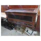 BEAUTIFUL LEATHER LIKE 3 DR CHEST ON METAL STAND