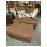 OVERSIZED MICRO FIBER CHAIR WITH OTTOMAN & PILLOWS