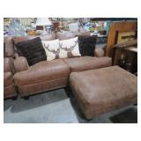 MICRO FIBER LOVESEAT WITH PILLOWS & OTTOMAN