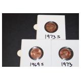 1969 S, 73 P, 73 S MS LINCOLN CENTS