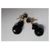 14K GOLD & BLACK STONE EARRINGS
