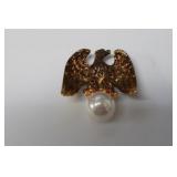 STERLING SILVER EAGLE ON PEARL PIN