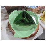 CERAMIC DIVIDED PLATTER W/ LAZY SUSAN