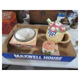 APPLE TEA POT , STRAWBERRY JAM/HONEY JAR & MISC