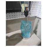 BLUE GLASS OWL LAMP