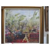 FRAMED BIRD CAGE PAINTING ON BOARD