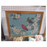 FRAMED BIRDS ON CHERRY BLOSSOM NEEDLEPOINT