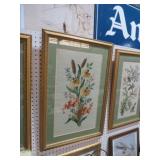 FRAMED FLORAL & CATTAIL NEEDLE POINT
