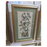 FRAMED BIRDS ON BRANCH NEEDLE POINT