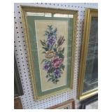 FRAMED FLORAL NEEDLEPOINT