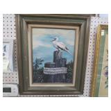 FRAMED ARTIST SIGNED SEAGULL PAINTING ON CANVAS