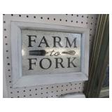 FRAMED METAL FARM TO FORK SIGN