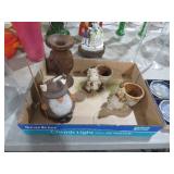 COLLECTION OF ANIMAL FIGURINES, WOOD VASE, MISC