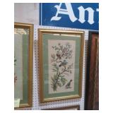GOLD FRAMED BIRD NEEDLE POINT