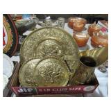 VTG ENGLISH BRASS WALL PLATES & WATER PITCHER