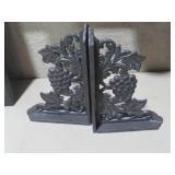 CAST IRON BOOKENDS GRAPE PATTERN