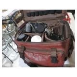 COLLECTION OF CANON CAMERA, LENSES, FLASH & BAG