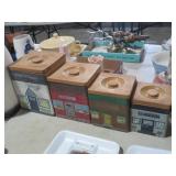 VINTAGE WOODEN CANISTER SET