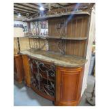 SOLID WOOD WROUGHT IRON 2 PC BAKERS RACK/BUFFET