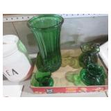 VTG ANCHOR HOCKINNG & MISC GREEN VASE COLLECTION