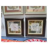 PAIR OF GIRAFFE & ZEBRA WALL DECOR PCS