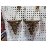 PAIR OF GOLD ORNATE WALL SHELVES