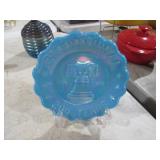 JOE ST. CLAIR BICENTENIAL GLASS PLATE W/ EASEL
