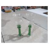 PAIR OF POLISH GLASS CANDLEHOLDERS