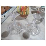 PAIR OF CUT GLASS CANDLEHOLDERS