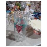 HANDPAINTED GRAPE THEMED GLASS PITCHER