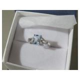 SS 925 NATURAL BLUE TOPAZ RING SZ 7