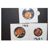 1963, 64, 68 S MS LINCOLN CENTS