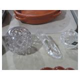 VTG CRYSTAL SLIPPER & CANDY DISH, ROSE BOWL