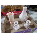 COLL. HANDPAINTED VASES, CANDLEHOLDERS