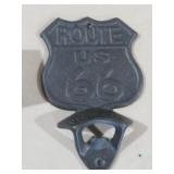 CAST IRON ROUTE 66 HANGING BOTTLE OPENER