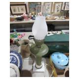 VTG GREEN METAL & MARBLE LAMP