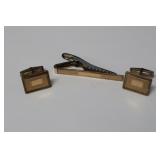STERLING & 14K CUFF LINKS & TIE PIN - 12.7 GR