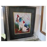 FRAMED SCHUMAN BOSTON TERRIER MUITL COLOR PRINT