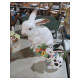 CERAMIC RABBIT COOKIE JAR AND PITCHER MUSICAL