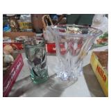 BEAUTIFUL CRYSTAL VASE AND CANDLE HOLDER