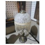 FRINGED GLASS SHADE LAMP