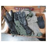 LEATHER MILITARY GLOVES , HOOD , ETC