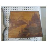 VINTAGE WOOD INLAID CABIN, WOODS,& MOUNTAIN