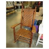 ANTIQUE ROCKER WITH WOVEN BACK AND SEAT