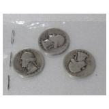 (3) 1939/41 WASHINGTON QUARTERS 90 % SILVER